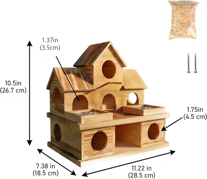 Bird Houses for Outside with External Feeder – Lightly Charred Hanging Birdhouse for Flocking & Nesting – Suitable for Finches, Bluebirds, Cardinals – Perfect for Garden, Patio, Backyard Decor
