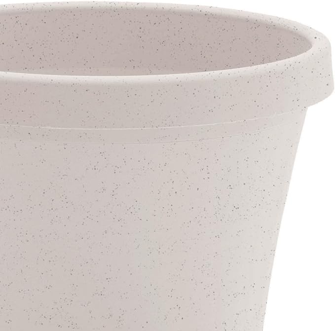 Bloem Terra 10" Diameter Round Vanilla Bean Resin Planter Pot with Drainage Holes for Indoor and Outdoor Gardening