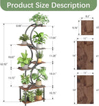 REFGY Plant Stand Indoor with Grow Lights, 65 inch Tall Plant Shelf for Multiple Plants, 7 Tiered Metal Plant Stands Indoor, for Living Room, Corners Patio Balcony or Office (Rustic Brown)