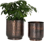 MyGift Handmade Hammered Vintage Copper Metal Plant Vase, Decorative Indoor Cylindrical Flower Planter Container, 5 and 6 Inch Pots, Handcrafted in India