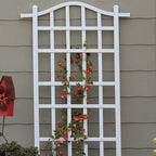 Dura-Trel Melrose Vinyl Garden Trellis, Outdoor Plant Support PVC Grid, White, 35" x 75" - Wall Mount with Steel Ground Anchors for Climbing Vine, Flower, and Vegetable Plants