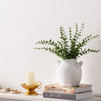 Vanselia Ceramic Flower Vase Home Decor - Farmhouse Table Vases with Handle Living Room Decoration Vintage Decorative Aesthetic for Shelf Coffee Dining Desk House Bookshelf Fireplace (6" Rustic)