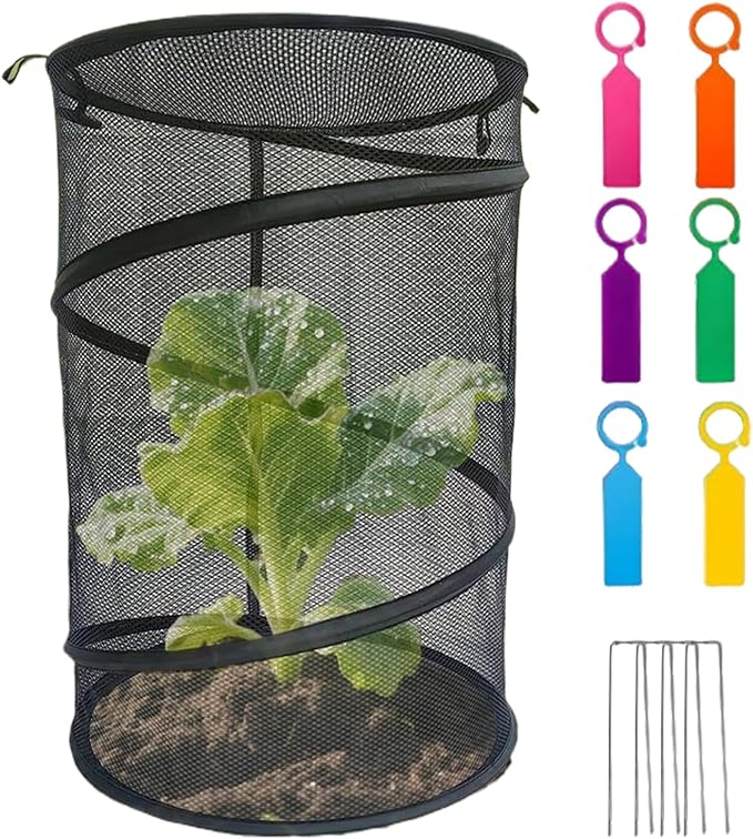 Plant Protectors From Animals,with Stakes Round Breathable Reusable Mesh Home Accessories - Mesh Plant Cover,for Winter Freezing Frost Season Flower Pot Planter Patio Porch Walkway Pathway Courtyard F