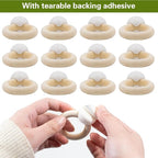 20 PCS Air Plants Holder with White Self-Adhesive Buckles, Wall Mounted Wooden Live Tropical Air Plant Hanger for Home Office Decoration (Plants Not Included)