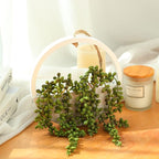 Artificial Hanging Plants Hanging Planter Fake Succulents Artificial String of Pearls with Pot and Lanyard for Home Office Wall Decoration