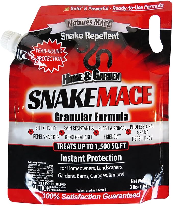 Nature’s Mace Snake Mace, Snake Repellent Granules for Yard, Outdoor Use, Keep Away Reptiles, Home, Garden, Granular Deterrent, Plant Friendly, Pet Safe, Fast Acting, 48 Ounce (Pack of 1)
