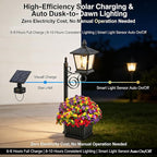 2-in-1 Solar Lamp Post Light with Planter, IP65 Waterproof Auto On Off with Artificial Flowers, Wall Mount Freestanding for Porch Planters with Flowers, Garden Patio Yard