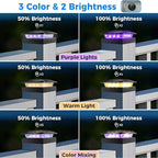 Peasur 4x4 Solar Post Lights Outdoor, 4 Packs Purple & Warm White LED Fence Caps Light Waterproof, Wood & Vinyl Post Top Lighting for Deck Mailbox Railing Porch Outside