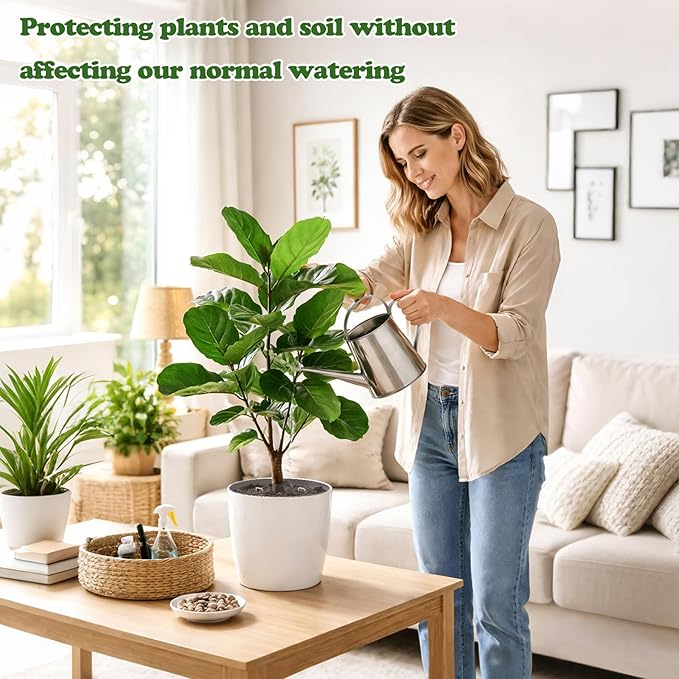 YBB 12 Pcs Plant Pot Grids, 11.8 Inch & 15.7Inch Cuttable Plant Pot Soil Covers Guard Protectors from Cats, Animals Digging Stooper for Indoor Outdoor Garden Potted Plants with 30 Stakes