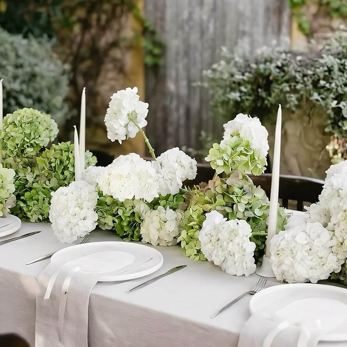 Coferset White Hydrangea Artificial Flowers 3pcs Lifelike Faux Hydrangea Real Touch Artificial Flowers for Outdoors Home Wedding Christmas Office Party Living Room Decoration,22inch