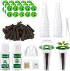 129Pcs Hydroponic Pods Kit with A&B Plant Food, Hydroponic Pods with 50 Grow Sponges, 50 Plant Labels,12 Grow Baskets, 12 Grow Domes and 1 Tweezers - Hydroponics Supplies