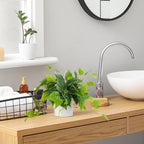 JPSOR Faux Plants Indoor, Pothos Small Fake Plants for Home Decor Indoor Fake Potted Plant Artificial Plants for Living Room Shelf Home Office Decor（White Ceramic Pot）