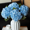 DUYONE 4PCS Artificial Flowers Large Hydrangeas Flowers Latex Bouquet for Wedding Bridal Office Home Party Decoration (4Pcs Blue)