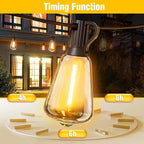 Solar String Lights Outdoor Waterproof Lights with Remote & Timer, LED Shatterproof ST38 Bulbs, USB & Solar Powered Patio Lights for Backyard, Porch, Garden, Wedding, Christmas Decor (50FT)