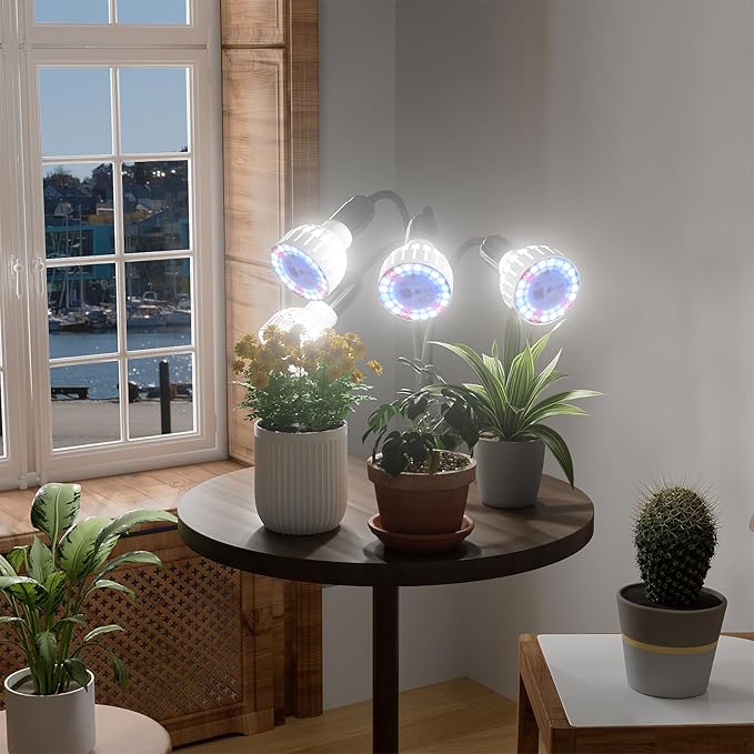 GooingTop Grow Light,48W (320Watts Equiv) 5000K White Full Spectrum LED Growing Lamp Clip on Desk for Indoor Plants,Bulbs Replaceable & Non-dimmable