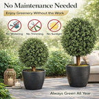 Artificial Boxwood Topiary Tree, 24" Faux Outdoor Plant in Pot, UV Resistant Fake Greenery for Front Porch, Patio, Entryway & Garden Decor