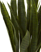 Nearly Natural 35in Artificial Snake Plant, Sansevieria Faux Greenery with Black Planter for Indoor Home Office Decor, Low Maintenance