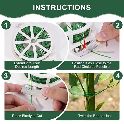 Green Twist Ties, 262 Feet (80m) Sturdy Plant Ties with Cutter, Rustproof & Flexible Gardening Ties for Tomatoes, Vines & Flowers, Twist Tie Use for Indoor/Outdoor Home & Office