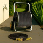 10FT Lightweight Garden Hose,Flexible Water Hose with Solid Brass Head,Kink-Free,Collapsible Hose,High Pressure Flat Water Hose for RV,Boat,Car Wash,Garden,Yard,Camper,Outdoor (Orange-Black, 10 Feet)