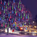Weepong Meteor Shower Lights UL Certified 192LEDs 8 Tubes Falling Rain Drop Christmas Icicle Cascading Lights for Xmas Tree Halloween Decorations Wedding Party Holiday Garden Decor, Multicolor