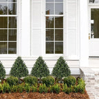 Briful Faux Boxwood Topiary Shrub with Ground Spike, 23.6in Artificial Topiary Trees Outdoors Fake Potted Boxwood Plants for Front Porch Garden Yard Home Decor