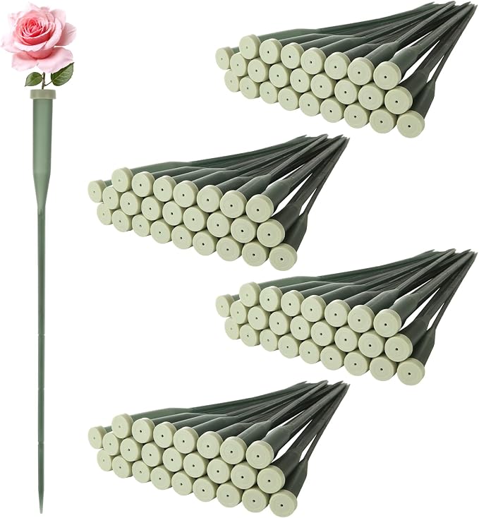 LDHHYH 100 Pack 12 Inch Green Floral Water Tubes, Plastic Fresh Flower Water Tubes with Rubber Caps, Floral Water Picks for Flower Arrangements Supplies