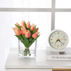 GarveeLife 12 Pcs Artificial Tulips Flowers, Real Touch Faux Tulip Stems for Vase, Home Kitchen Wedding Dining Table Decorations, Ideal Gift for Mother's Day, Easter, Valentine's Day (Orange)