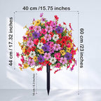 2 Pack Artificial Topiary Ball Tree with Ground Spike,23" Outdoor UV Resistant Fake Boxwood Bushes with Flower Violet,Shrub Faux Plants Evergreen Tree for Garden Porch Yard Patio Spring Decor