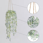 Decorative Hanging Plants for Shelf, Faux Ivy Eucalyptus Vine, Fake Greenery in White Pot with Lanyard (Full, Large Pot)