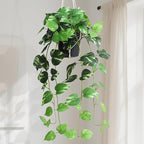 alyptus Fake Pothos Hanging Plants - Artificial Hanging Plant with Pot Realistic Faux Pothos Vines for Indoor Décor, Lush Greenery for Balcony Patio Office, Bathroom - Golden Green
