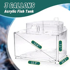 Betta Fish Tank Kit, 2.5 Gallon Aquarium Self-Cleaning with LED Light, Filter, Heater, Decorations and Accessories - Ideal for Hydroponic Growing System and Aquaponics