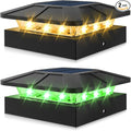 Peasur 2 Packs 4x4 Solar Post Lights Outdoor, Green & Warm White LED Fence Caps Light Waterproof, Wood & Vinyl Post Top Lighting for Deck Mailbox Railing Porch Outside