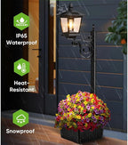 Outdoor Flower Pot 2-in-1 Solar Floor Lamp, 2-in-1 Solar Lamp Post with Planter, IP65 Waterproof Warm White Light, Auto On/Off, for Garden, Patio, Yard, Front Porch, Back Door (2PCS)
