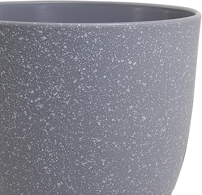 WSMKSZ 10/9/8 inch Plant Pots, Set of 3 Modern Decorative Plastic Planters with Drainage Holes and Saucers for Garden House Plants, Flower Pots for Indoor Outdoor Plants, Speckled Grey