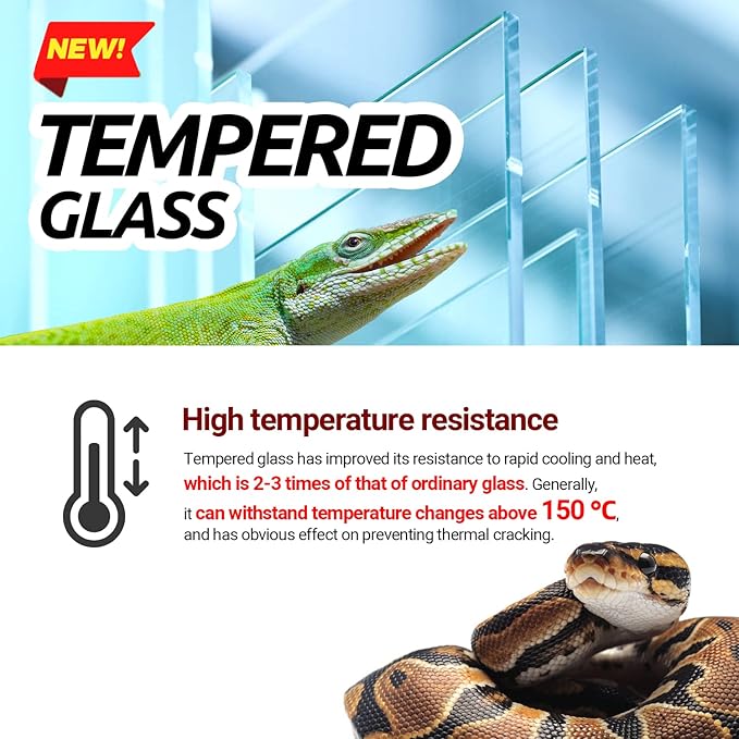 REPTI ZOO Reptile Tempered Glass Extra-Long Terrarium Habitats 48" x 18" x 18" Reptile Amphibians Large Enclosure for Snake/Bearded Dragon/Lizard ect.