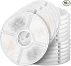Cat Water Fountain Filters, Pack of 16 Replacement Filter Fit for 81oz/2.4LCat Pet Fountain, 3 Filtration System