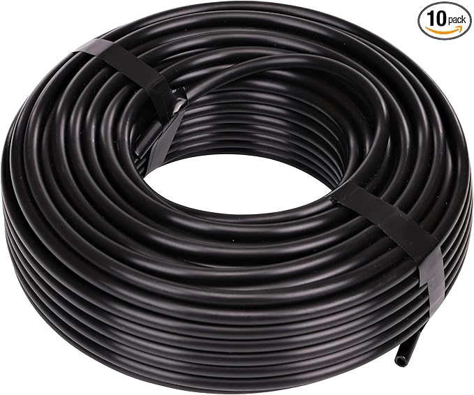 Raindrip 016010T 1/4-Inch Drip Irrigation Supply Tubing,100-Foot.,for Drip Irrigation,Drip-Emitters,Irrigation-Parts,Systems,Black Polyethylene,(Pack of 10)