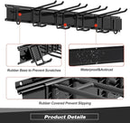 Sttoraboks Garage Tool Storage Rack, Heavy Duty Garage Storage Organizer Rack System Wall Mounted Tool with 6 double hooks, 2 rails, Garden Yard Tools Hanger Rack for Ski Gears, Broom, Rake,Shovel
