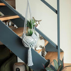 4 Pack Macrame Plant Hangers Indoor Up to 10 inch Pot, Boho Hanging Planters, Plant Holder with 8Pcs Stainless Steel Hooks (4Pcs Gray Hanger)