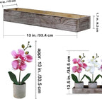 Winlyn Set of 3 Small Artificial Orchid Potted Plants Arrangement with Rustic Wood Planter Box Real Touch Faux Phalaenopsis Moth Orchid Flowers in Pots for Home Office Desk Shelf Table Centerpiece