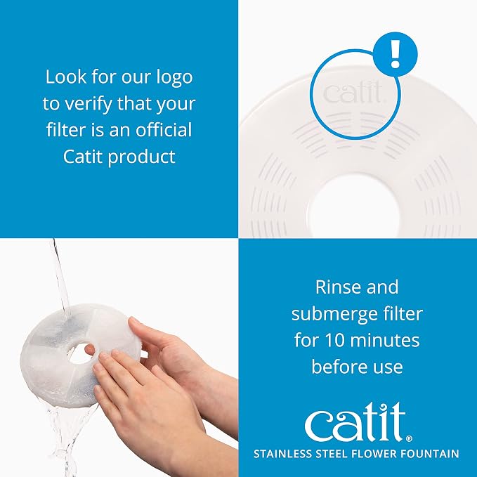 Catit LED Flower Fountain with Triple Action Filter, Cat Drinking Water Fountain, 3 L