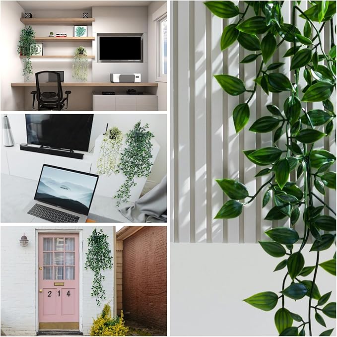 2pcs Fake Hanging Plants for Room Decor,Artificial Potted Plants Eucalyptus for Aesthetic Vintage Boho Home Office Living Bedroom Wall Patio Bathroom Bookshelf Christmas Indoor Outdoor Decor