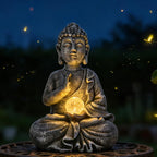Suyorpe Buddha Statue Outdoor Statues with Solar Lights - Sitting Buddha Figurine for Garden, Zen Decor for Garden,Home, Patio, Lawn,Yard Balcony