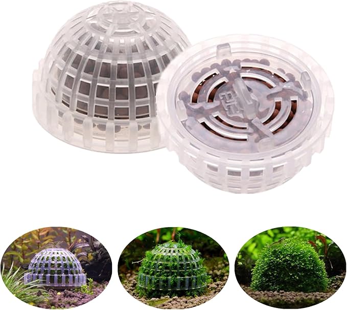 2 Pack Aquarium Moss Ball Holder Professional Plastic Moss Plant Holder with Hollow-Designed for Fish Tank Accessories (2)