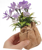 Wakauto Faux Phalaenopsis Orchid Flowers Potted Artificial Plastic Orchid with Rope Bag Decorative Home Ornament for Living Room Office Desk Display