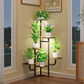 Homsorout Corner Plant Stand with Grow Light - 6 Tier Plant Stand Indoor Square Metal Plant Shelf with Adjustable Light, Plant Organizer for Living Room, Graden, Home Decor (Brown)