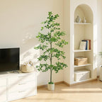 Artificial Black Olive Tree 6FT, Fake Potted Tree for Indoor Outdoor, Lifelike Faux Floor Plants with Moss Topper and Cotton Basket, Home Office Living Room Bedroom Doorway Hallway Decor