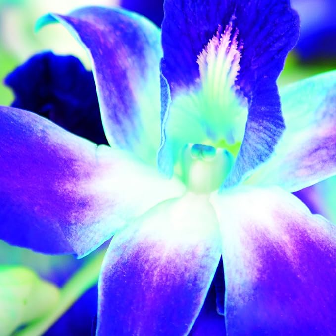 KaBloom - Blue Sapphire Orchid Bouquet of 10 Fresh Blue Orchid with Vase - Fresh Flowers for Birthday, Valentine's & Mother's Day