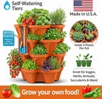 Vertical Garden Planter 4 Tier Stackable System 16 Plants, Space Saving Herb, Strawberry & Food Crop Planter with Center Support Hole for Indoor Outdoor Gardening (4, Terracotta, Small)