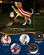 Cute Solar Dog Garden Statue with Lantern Light, 11 Inch Resin Dog Figurine Outdoor Decor, Outdoor Statues for Yard Lawn Porch Patio Balcony Home House, Unique Gift for Mom Grandma Dog Lovers Dad